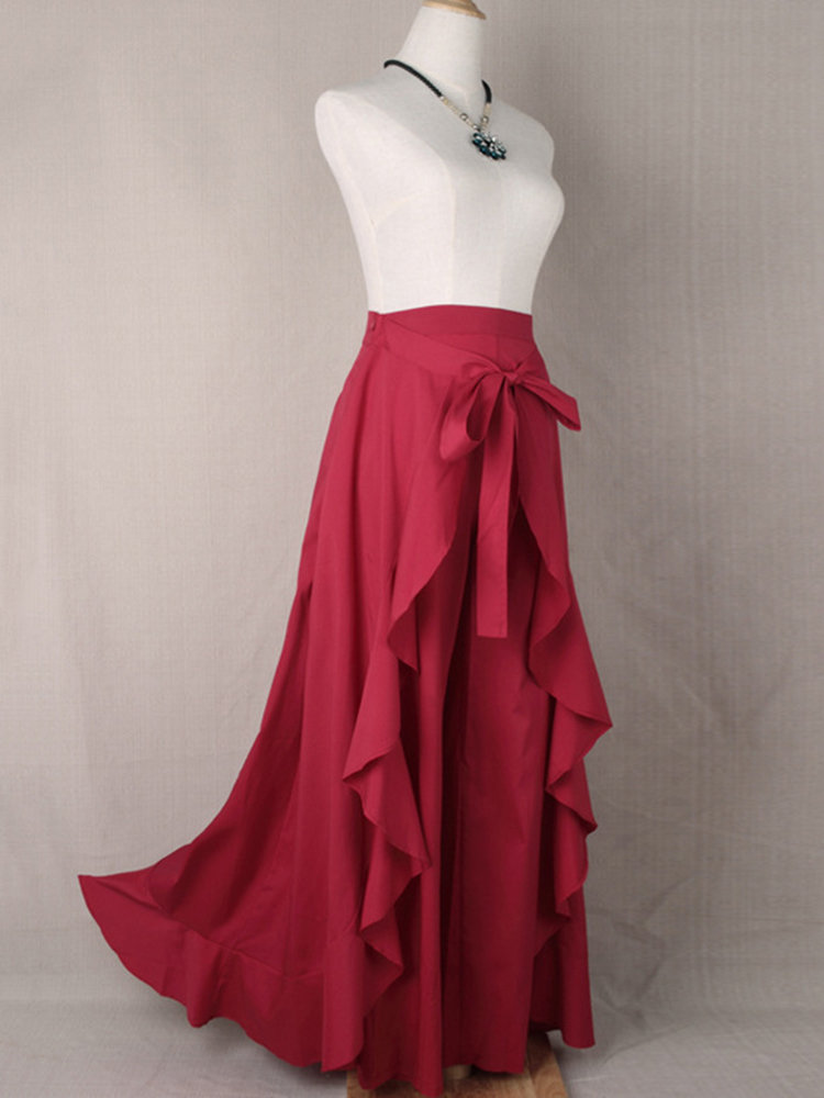 Elegant Flouncing Drawstring Dress Pants
